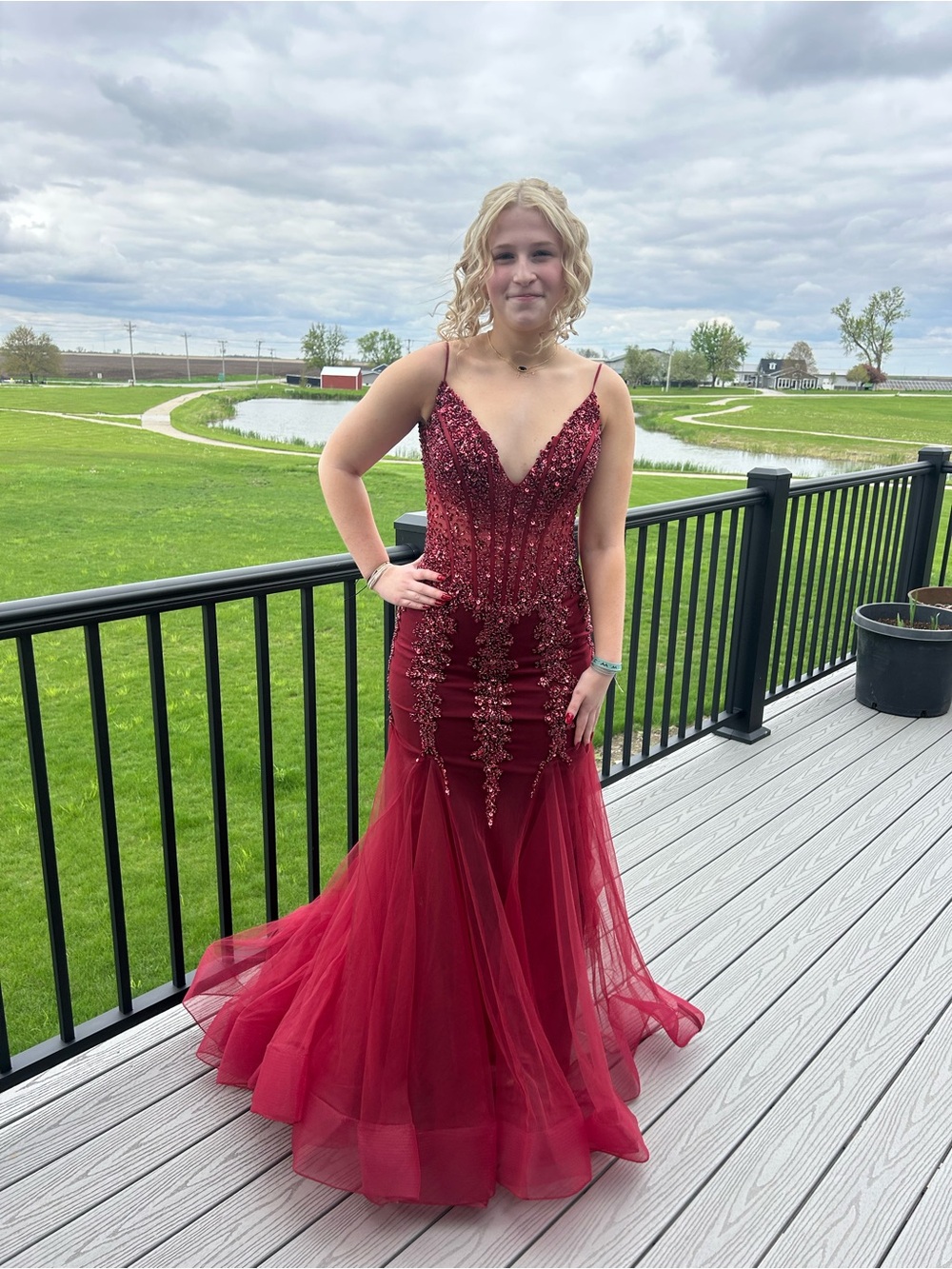 Elegant Burgundy Beaded Mermaid Evening Dress for Women